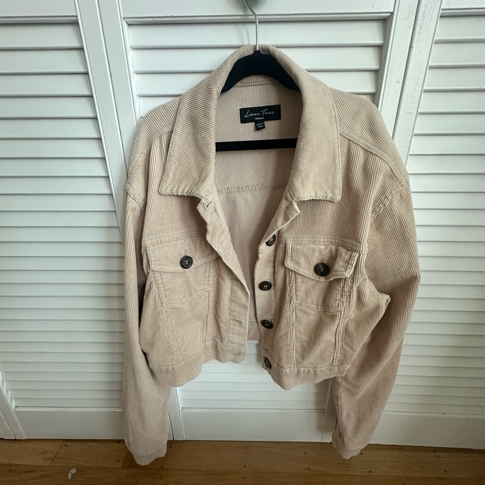 Love Tree Beige Corduroy Jean Jacket